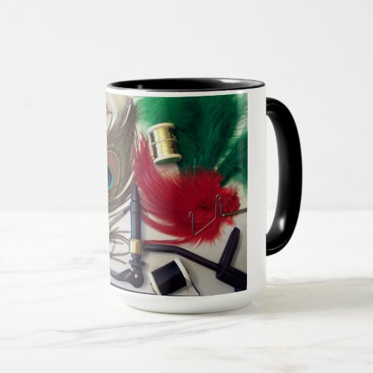 15のoz。 材料を結んでいるはえを特色にする信号器のマグ マグカップ (正面右)