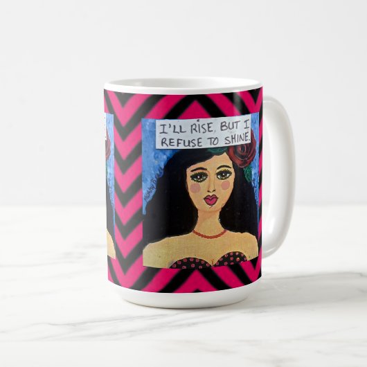 15のOZ MUG-Iは上がりますが、私は照ることを断ります コーヒーマグカップ (正面右)