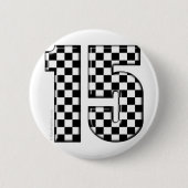 15はモータースポーツ数を市松模様にしました 缶バッジ (正面)