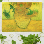 15ひまわり花瓶ファンゴッホファインアート キッチンタオル (折り畳み)