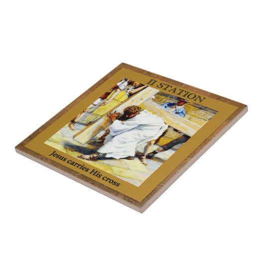 15イエス・キリストの十字架の道#2は十字を運びます タイル (側面)