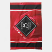 15エレガントバラ結婚記念日お祝い キッチンタオル (縦)