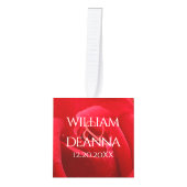 15エレガントバラ結婚記念日お祝い キューブオーナメント (正面)