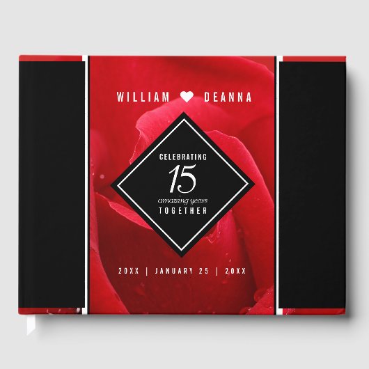 15エレガントバラ結婚記念日お祝い ゲストブック (正面)