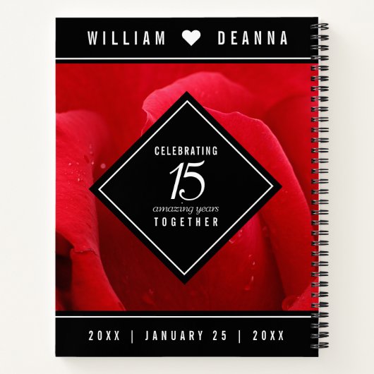 15エレガントバラ結婚記念日お祝い ノートブック (裏面)