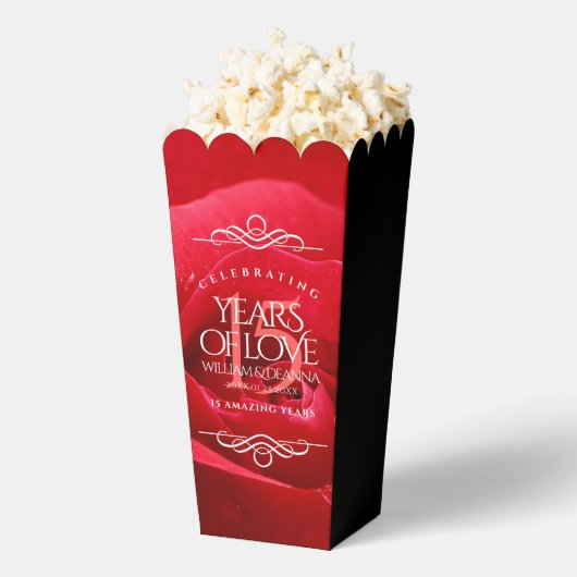 15エレガントバラ結婚記念日お祝い フェイバーボックス (はじけた状態)