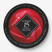 15エレガントバラ結婚記念日お祝い ペーパープレート (正面)