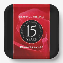 15エレガントバラ結婚記念日お祝い ペーパープレート