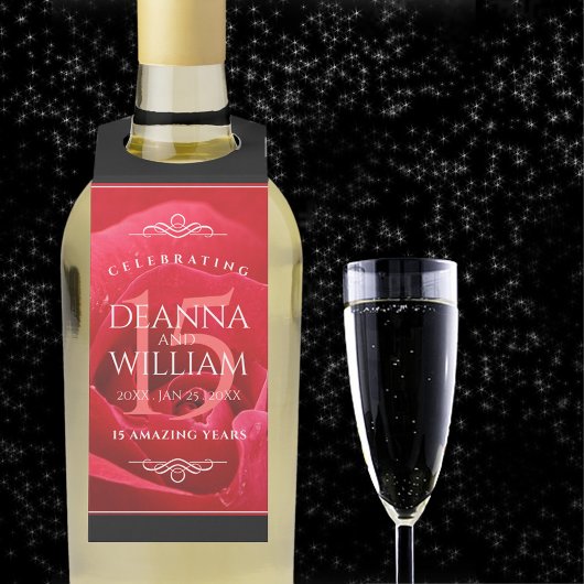 15エレガントバラ結婚記念日お祝い ボトルネックタグ