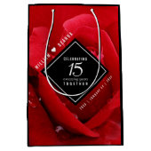 15エレガントバラ結婚記念日お祝い ミディアムペーパーバッグ (正面)