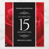 15エレガントバラ結婚記念日お祝い ワインラベル (シングルラベル)