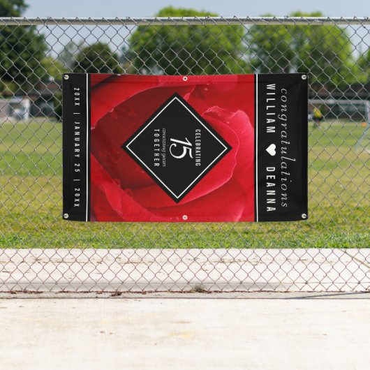 15エレガントバラ結婚記念日お祝い 横断幕 (インサイチュ)