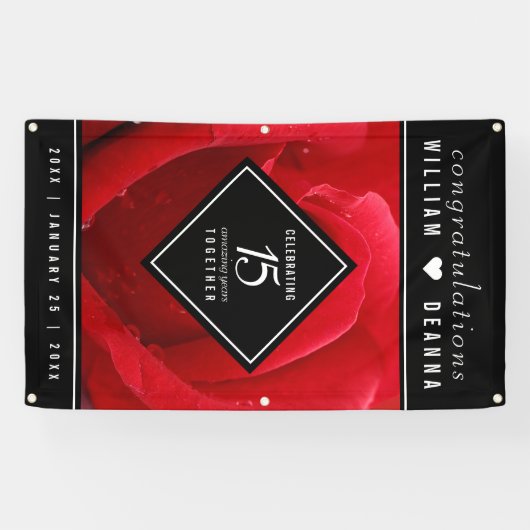 15エレガントバラ結婚記念日お祝い 横断幕 (横)