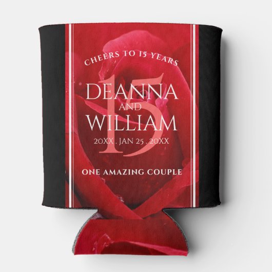 15エレガントバラ結婚記念日お祝い 缶クーラー (裏面)