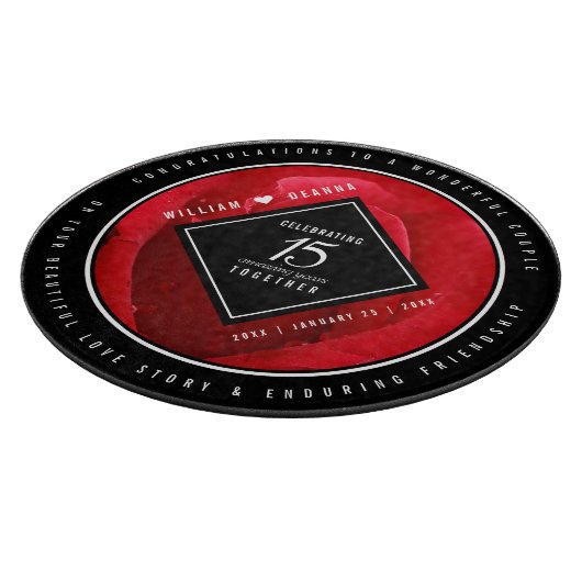 15エレガントバラ結婚記念日 カッティングボード (角)