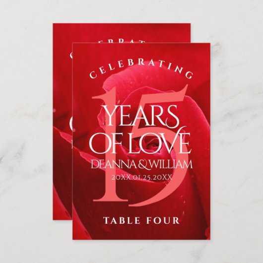 15エレガントバラ記念結婚テーブルカード サンキューカード (正面/裏面)