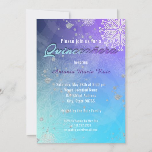 15エレガント位ファンシー誕生日キンセアニェラ 招待状 (正面)