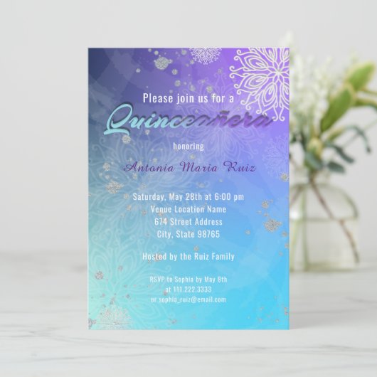 15エレガント位ファンシー誕生日キンセアニェラ 招待状 (スタンド正面)