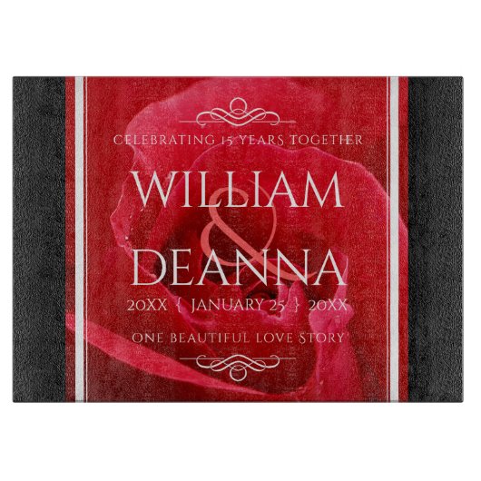 15エレガント日26日36バラ結婚記念日 カッティングボード (正面)