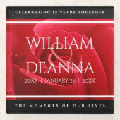 15エレガント日26日36バラ結婚記念日 ガラスコースター (正面)