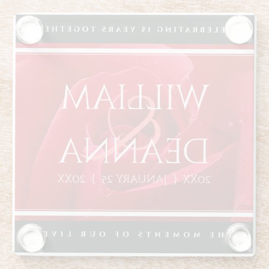 15エレガント日26日36バラ結婚記念日 ガラスコースター (裏面)