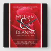 15エレガント日26日36バラ結婚記念日 スクエア壁時計 (正面)