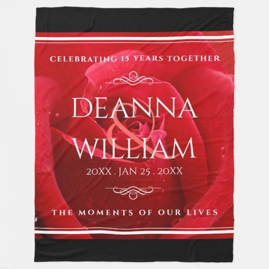 15エレガント日26日36バラ結婚記念日 フリースブランケット (正面)