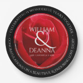 15エレガント日26日36バラ結婚記念日 ペーパープレート (正面)