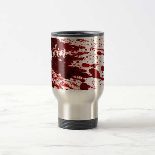 15オンスパーソナライズされたコーヒーマグ血液(ばちゃばちゃ)跳ねるVa トラベルマグ (中央)