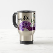 15オンスパーソナライズされたコーヒーマグLavender Hibiscus トラベルマグ (正面左)