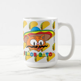 15オンス カートゥーン セニョールガト タコラブ 大きめマグカップ コーヒーマグカップ