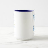 15オンス 花柄 ブルー モノグラム コーヒーマグ マグカップ (中央)