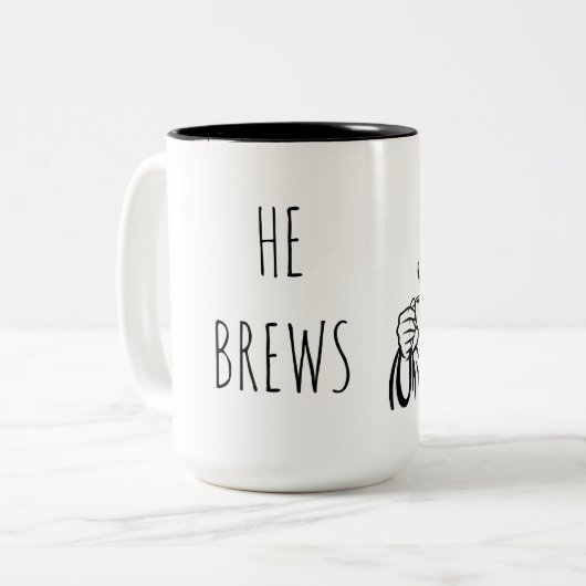 15オンス He Brews コーヒーマグ ツートーンマグカップ (正面左)