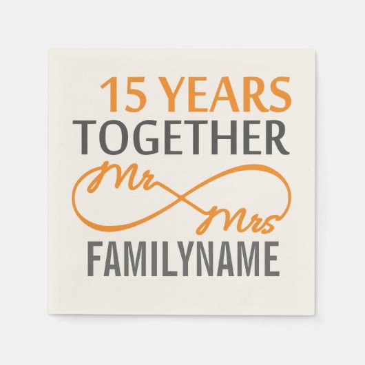 15カスタム周年記念ナプキンス夫妻 スタンダードカクテルナプキン (正面)
