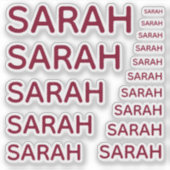 15サイズのシンプルな名前入りバーガンディキャップス、女性におすすめ シール (正面)