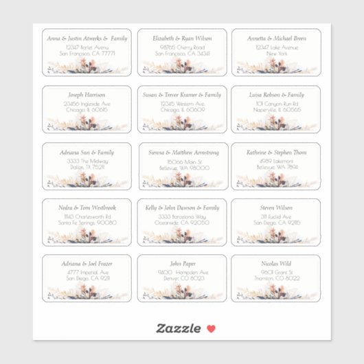 15シンプルの結婚ゲスト名アドレスSt シール (シート)