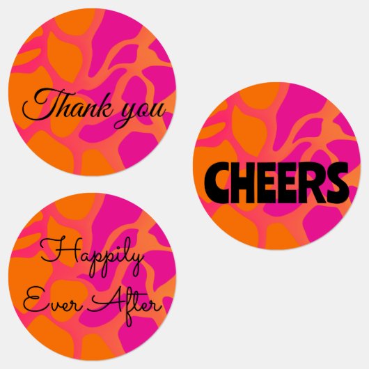 15セットのオレンジとホットピンクのグラデーションの組み合わせ ラベル (グループ)