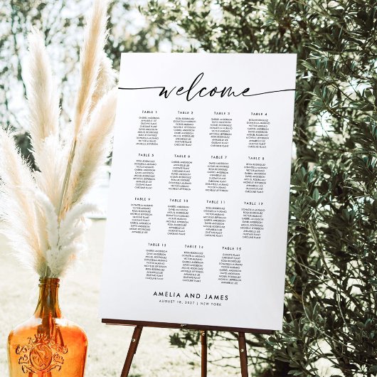 15テーブエレガントルウェルカムシーティングチャート ポスター