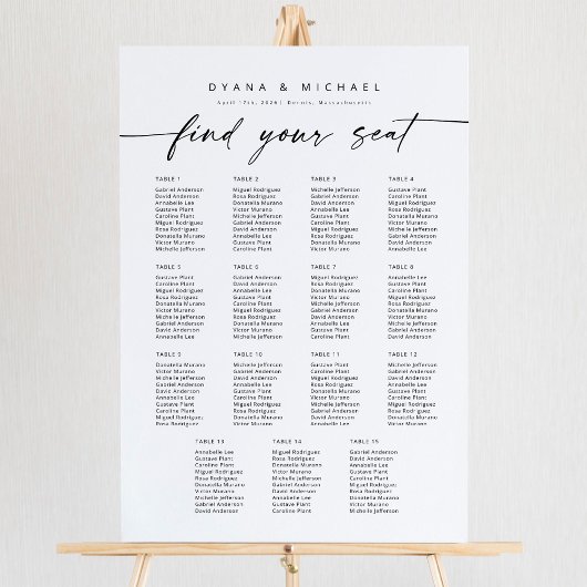 15テーブモダンルあなたのシート座席表フォームを見つける ポスター