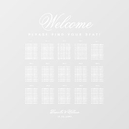 15テーブルの透明な白いスクリプトのシーティンググラフ ウィンドウサイン