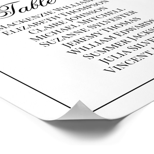 15テーブルシンプルエレガントな結婚式の座席表 ポスター (角)