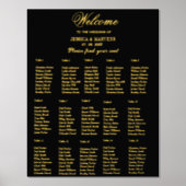 15テーブルシンプルエレガントな結婚式の座席表 箔ポスター (正面)