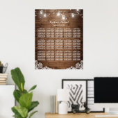 15テーブル素朴列ライトの座席表 ポスター (ホームオフィス)