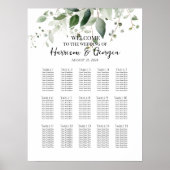 15テーブル緑のエレガントな結婚式のシーティングチャート ポスター (正面)