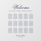 15テーブル透明シーティングチャート – 青いスクリプト ウィンドウサイン (シート)