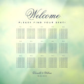 15テーブル透明シーティングチャート – 青いスクリプト ウィンドウサイン (シート3)