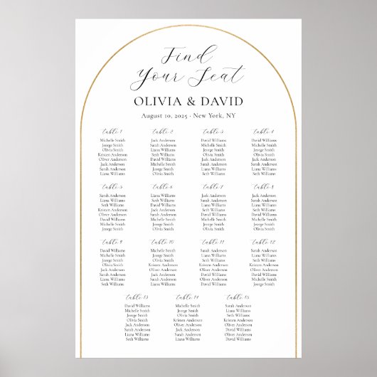 15テーブル金ゴールドアーチ座席表の検索 ポスター (正面)