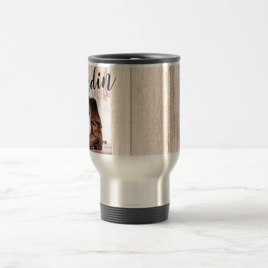 15パーソナライズされたオンスのコーヒーマグのブーツ国ラス トラベルマグ (中央)