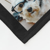 15フォトコラージュとシンプル文字-白黒 フリースブランケット (角)