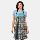 15フォトコラージュのグリッドとレーシングストライプグリッド エプロン (着用した状態)